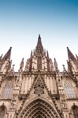 Fototapeta na wymiar Facade of Catedral Basilica of Barcelona