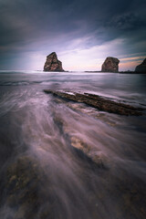 Obraz premium The famous twin rocks at Hendaia's coast, Basque Country. 