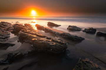 Sunset at the beach of Bidart, Basque Country..
