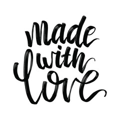 Lettering made with love with a black brush. Signature for handicrafts, creative people, card for scrapbooking and other works that are done by hand.