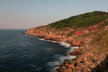Look at Labetxu, famous valley with amazing colors and geological formations at Jaizkibel mountain,...