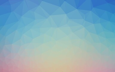 Light Blue, Red vector shining triangular background.