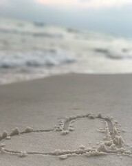 beautiful sand heart on Florida beach