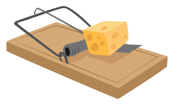 Mouse trap, illustration, vector on white background