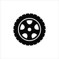 Tire black vector icon illustration on white backgrond
