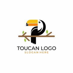 toucan tropical bird logo icon vector template in colorful flat line outline style illustration  © Jukyelabs