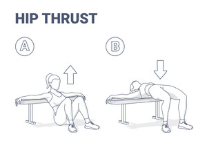 Hip Thrust Female Home Workout Exercise Guidance Illustration