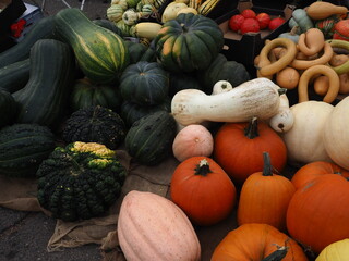 Pumpkins at an open-air market,  Szczecin Poland 