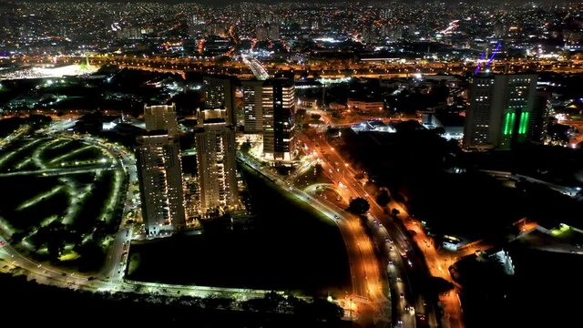 Nightlife view of Sao Paulo city, Brazil. Urban life scene. Buildings view. Cityscape. Nightlife view. Urban life scene. Buildings view. Great cityscape. Nightlife view. Urban life scene.
