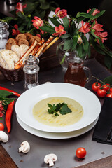 delicious cream soup of zucchini. Easy summer diet dish.