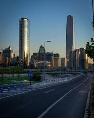 Fototapeta na wymiar Vertical View of the financial center of Santiago de Chile