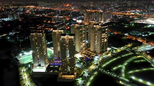 Nightlife view of Sao Paulo city, Brazil. Urban life scene. Buildings view. Cityscape. Nightlife view. Urban life scene. Buildings view. Great cityscape. Nightlife view. Urban life scene.