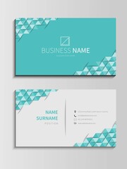 White and Blue Geometric Triangle Business Card Template. Vector Design Illustration.	