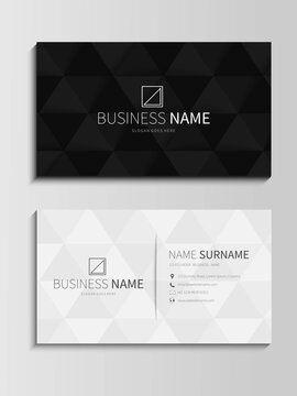 White and Black Geometric Triangle Business Card Template. Vector Design Illustration.	
