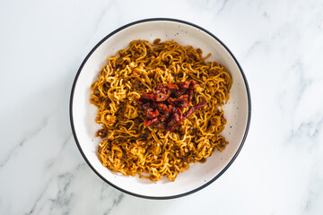 plant-based food, vegan ginger noodles with sundried tomatoes