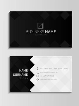 Black and White Geometric Diamond Business Card Template. Vector Design Illustration.	
