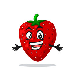 Obraz premium vector illustration of strawberry mascot or character 