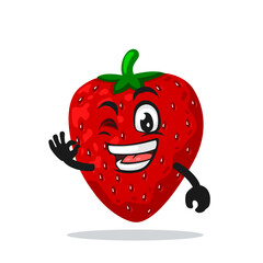 vector illustration of strawberry mascot or character 