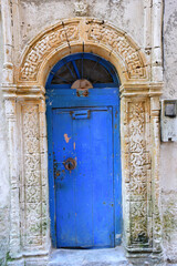 Old wooden blue door, Essaouira, Morocco