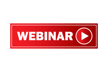Vector red webinar badge. Live broadcast symbol. Streaming video logo. Stock image. EPS 10.