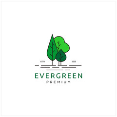 Modern Simple Trees Vector Logo Design with Line Art Style