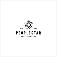 People Star Hipster Vintage Logo Vector Icon Illustration