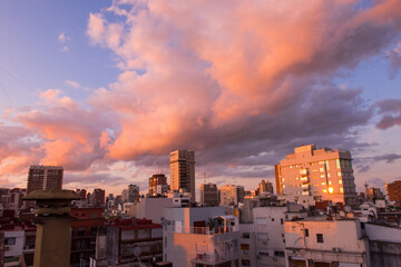 sunset over the city