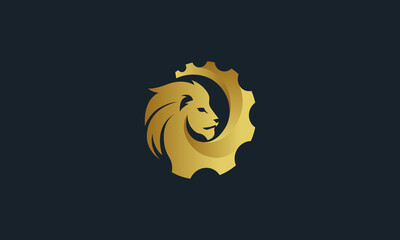 Creative Vector Illustration Logo Design. Lion Head Gear Concept