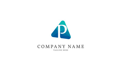 polygonal letter P modern triangle logo template