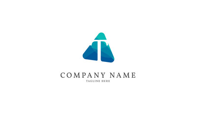 polygonal letter T modern triangle logo template