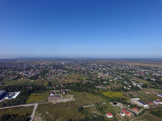 Aerial view of the saburb landscape (drone image). Near Kiev