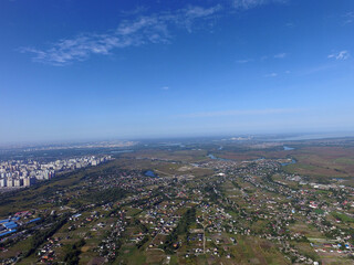 Obraz premium Aerial view of the saburb landscape (drone image). Near Kiev