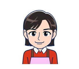 Beautiful woman in a pink apron