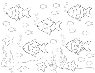 cute fish coloring page for kids. You can print it on an 11x8.5 inch page