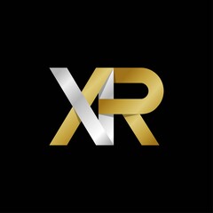 XR initial letter logo, simple shade, gold silver color