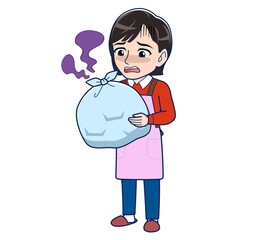 Beautiful woman in a pink apron