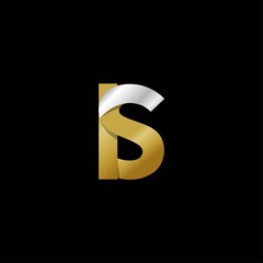 IS initial letter logo, simple shade, gold silver color