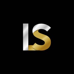 LS initial letter logo, simple shade, gold silver color