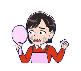 Beautiful woman in a pink apron