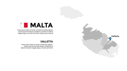 Malta vector map infographic template. Slide presentation. Global business marketing concept. Color Europe country. World transportation geography data. 