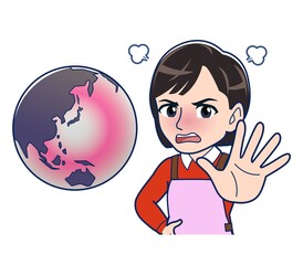 Beautiful woman in a pink apron