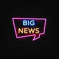 Big news neon sign vector. Design template neon sign