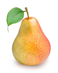 Fresh pears isolated on white background, Red pear with cut piece on a white with clipping path 