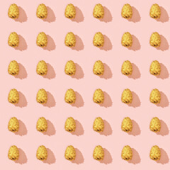 Christmas fir tree from golden pine cones. Natural handmade toys for Winter Holidays.