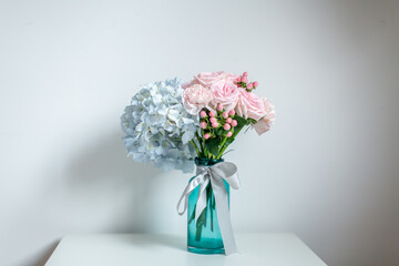 Fototapeta premium Beautiful flowers in the glass vase.