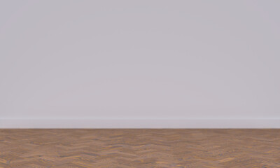 white wall and herringbone wood floor Interior background