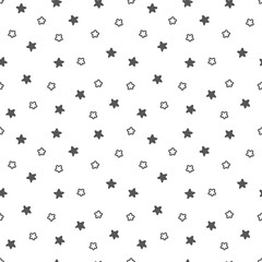 Cute modern kids and baby black and white dense solid and outline stars pattern background