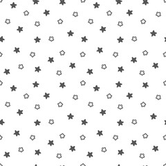 Cute modern kids and baby black and white dense solid and outline stars pattern background