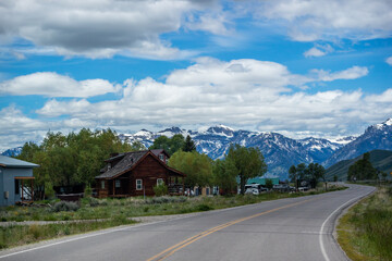 A long way down the road going to Grand Tetons NP, Wyoming