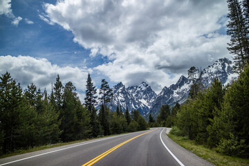 A long way down the road going to Grand Tetons NP, Wyoming